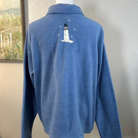 Coastal Lighthouse Winter Scene Embroidered Fleece Jacket Size L - Picture 4 of 7